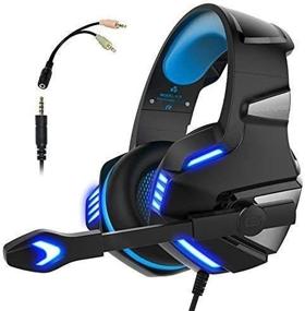 img 1 attached to Gaming Headset for PS4 Xbox One - Mic Stereo Surround Noise Reduction LED Lights Volume Control - Blue