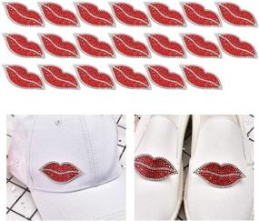 img 2 attached to Zerodis 20 Pcs Red Lip Rhinestones: Iron On Patch with Rhine Red Sequins Lip Motif - DIY Craft Applique