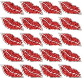 img 4 attached to Zerodis 20 Pcs Red Lip Rhinestones: Iron On Patch with Rhine Red Sequins Lip Motif - DIY Craft Applique