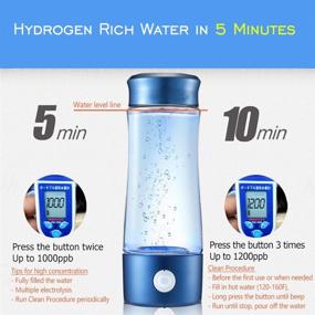 img 1 attached to Portable 4-in-1 Hydrogen Generator, Hydrogen Water Bottle for Wellness - 15 oz Capacity, Premium Borosilicate Glass