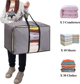 img 2 attached to 🛏️ SLEEPING LAMB Large Capacity Waterproof Clothing Organizing Bag for Bedding & More – Grey, Foldable, Breathable, Under Bed Storage with Handles