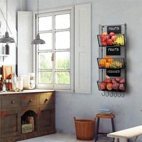 img 1 attached to 🧺 Set of 3 Wall Mounted Wire Baskets for Fruits, Vegetables, Potatoes and Onion Storage - Granrosi