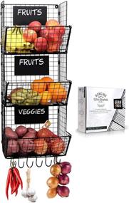 img 4 attached to 🧺 Set of 3 Wall Mounted Wire Baskets for Fruits, Vegetables, Potatoes and Onion Storage - Granrosi