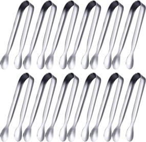 img 4 attached to 🍴 Versatile and Stylish 12-Piece Set of Stainless Steel Mini Serving Tongs – Perfect for Tea Parties, Coffee Bars, and Kitchen Use - Silver, 4.3 Inch