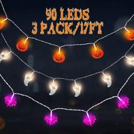 🎃 indoor outdoor garma halloween lights decoration with pumpkin bat ghost string lights led decorations - 3pack usb operated, 30 led string lights for party supplies логотип