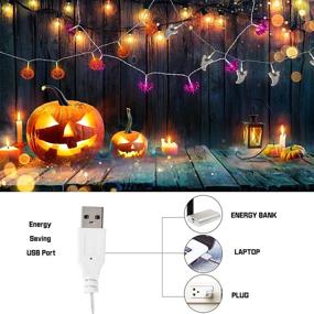 img 2 attached to 🎃 Indoor Outdoor Garma Halloween Lights Decoration with Pumpkin Bat Ghost String Lights Led Decorations - 3Pack USB Operated, 30 LED String Lights for Party Supplies