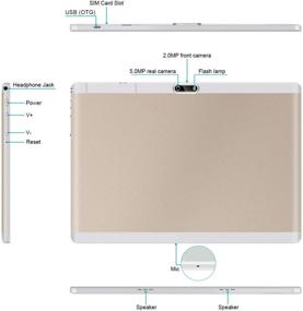 img 2 attached to 📱PADGENE Android 8.1 Фаблет-планшет: 10.1-дюймовый планшет на базе Google Android с четырехъядерным процессором, двойной камерой, WiFi, Bluetooth, экраном IPS HD 1280x800, Google Play (16 ГБ, золотой)