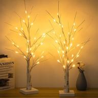 28-led warm white battery-operated birch tree set of 2 - jackyled tabletop fairy tree light for home decoration, party, wedding, thanksgiving christmas holiday logo