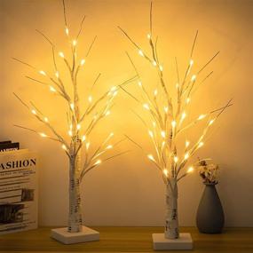 img 4 attached to 28-LED Warm White Battery-Operated Birch Tree Set of 2 - JACKYLED Tabletop Fairy Tree Light for Home Decoration, Party, Wedding, Thanksgiving Christmas Holiday