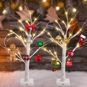 img 3 attached to 28-LED Warm White Battery-Operated Birch Tree Set of 2 - JACKYLED Tabletop Fairy Tree Light for Home Decoration, Party, Wedding, Thanksgiving Christmas Holiday