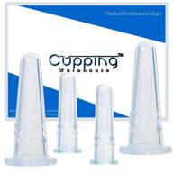 🌟 cupping warehouse grip classic 4 piece facial cupping set - professional & self care home spa for face, eyes, lips, neck, scars, lymph, sinus drainage - anti aging, wrinkle reducing massage cupping therapy kit logo