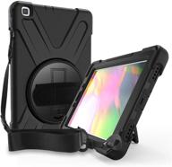 📱 herize heavy duty rugged shockproof silicone cover for samsung galaxy tab a 8.0 2019 sm-t290 t295, with 360 degree stand, hand strap, shoulder strap - black logo