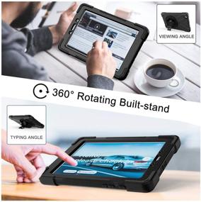 img 1 attached to 📱 Herize Heavy Duty Rugged Shockproof Silicone Cover for Samsung Galaxy Tab A 8.0 2019 SM-T290 T295, with 360 Degree Stand, Hand Strap, Shoulder Strap - Black