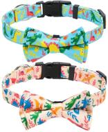 🐾 fun and stylish 2 pack dog collar set: adjustable with bow tie, quick release buckle - perfect for small medium dogs and puppies logo