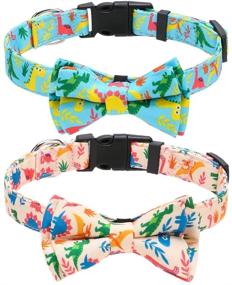 img 4 attached to 🐾 Fun and Stylish 2 Pack Dog Collar Set: Adjustable with Bow Tie, Quick Release Buckle - Perfect for Small Medium Dogs and Puppies