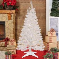 🎄 4 ft pre-lit artificial christmas tree by juegoal - lighted white tinsel pencil pine spruce with 70 warm white led lights, 8 lighting modes & timer function - perfect xmas holiday winter home party decor logo