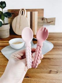 img 2 attached to 🍼 Itzy Ritzy Silicone Spoon and Fork Set: Baby Utensil Set with Loop and Braid Handles, 100% Food Grade Silicone & BPA-Free, Pink, Ages 6 Months+