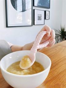 img 1 attached to 🍼 Itzy Ritzy Silicone Spoon and Fork Set: Baby Utensil Set with Loop and Braid Handles, 100% Food Grade Silicone & BPA-Free, Pink, Ages 6 Months+