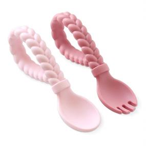 img 3 attached to 🍼 Itzy Ritzy Silicone Spoon and Fork Set: Baby Utensil Set with Loop and Braid Handles, 100% Food Grade Silicone & BPA-Free, Pink, Ages 6 Months+