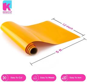 img 2 attached to 👕 Kenicut 12" x 5ft Heat Transfer Vinyl Roll: Iron On HTV for T-Shirt DIY in Sun Yellow