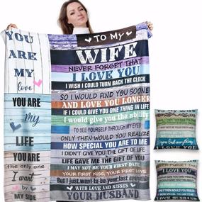 img 4 attached to 🎁 To My Wife Blanket - Anniversary & Birthday Gift for Her, Romantic Present from Husband. Valentine's Day Throw Blanket with 2 Pillow Covers