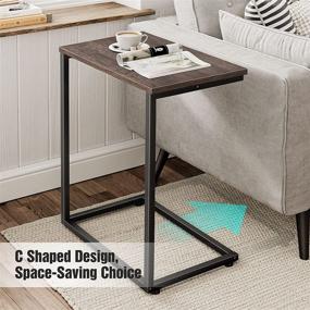 img 3 attached to 🛋️ C Shaped Sofa Side Table: Space-Saving Couch End Table for Small Living Spaces - Narrow C Tray Design for Bedside or Living Room - Wood and Metal Industrial Style, 26" Tall