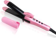 💁 riwa 2 in 1 travel hair straightener and curler - ceramic flat iron with adjustable temperature for wet & dry hair, dual voltage, mini curling iron - perfect gift for her/wife/women in pink logo