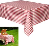 🎄 red and white checkered gingham print christmas vinyl tablecloth - pack of 12 rectangular table cloth runners for holiday parties, beach, camping, weddings, birthdays - l108” x w55” logo