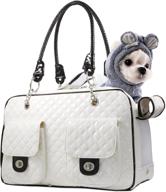 betop house patent leather soft-sided pet carrier purse for travel, with a shiny finish logo