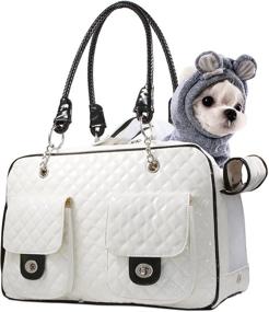 img 4 attached to BETOP HOUSE Patent Leather Soft-Sided Pet Carrier Purse for Travel, with a Shiny Finish