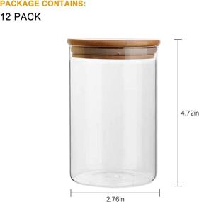 img 3 attached to Premium Set of 12 Clear Glass Food Storage Containers with Airtight Bamboo Lids - 14oz/400ml Capacity - Perfect for Sugar, Candy, Cookie, Rice, and Spice Jars