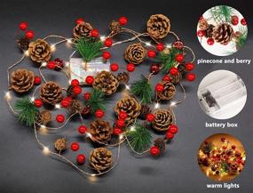 img 3 attached to 10FT Christmas Garland with Lights: 30LED Lighted Pinecones and Berries, Battery Powered Prelit Garland for Mantle, Indoor and Outdoor Christmas Decorations