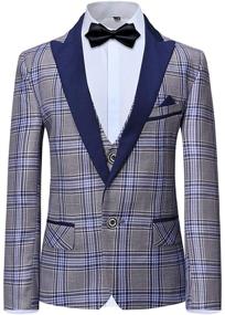 img 3 attached to Plaid Tuxedo Dresswear Pieces Blazer Boys' Clothing for Suits & Sport Coats