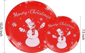 img 3 attached to 🎅 SUT 60PCS Christmas Party Plates, Red Disposable Plates with White Snowmen Design - Includes 30 Plastic Dessert Plates (7.5") and 30 Plastic Dinner Plates (10.25") - Perfect for Christmas Party, Serving 30 Guests