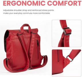 img 1 attached to 🎒 Stylish LXY Vegan Leather Backpack: Vintage Laptop Bookbag for Women Men, Red Faux Leather Purse - Perfect for College, School, Travel
