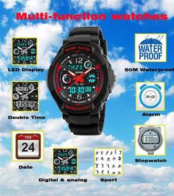 img 1 attached to ⌚️ Children's Waterproof Digital Analog Watches with Alarm LED for Boys and Girls - Multifunctional Sports Timepiece