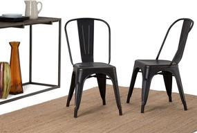 img 1 attached to SIMPLIHOME Fletcher Industrial Dining Chair (Set of 2) – Distressed Black & Copper Metal – Modern Square Design for Dining Room Décor