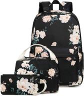🎒 набор школьных рюкзаков bluboon для девочек-подростков с отделением для ноутбука диагональю 15 дюймов, сумкой для обеда и клатчем, черного цвета (e0066) логотип