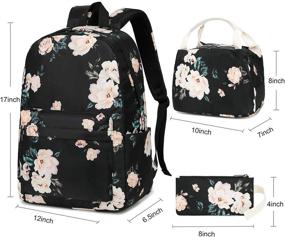 img 3 attached to 🎒 BLUBOON Teen Girl's School Backpack Set with 15-inch Laptop Compartment, Kids Lunch Tote Bag, and Clutch Purse, in Black (E0066)