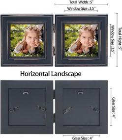 img 2 attached to 🖼️ Black Double 4x4 Wood Photo Frame for Instagram, Hinged Picture Frames with Glass Front - Ideal for Desk or Wall Mounting (Fits 3.5 x 3.5 Pictures)