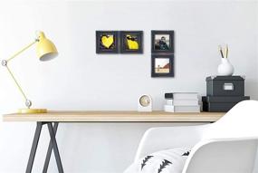 img 3 attached to 🖼️ Black Double 4x4 Wood Photo Frame for Instagram, Hinged Picture Frames with Glass Front - Ideal for Desk or Wall Mounting (Fits 3.5 x 3.5 Pictures)