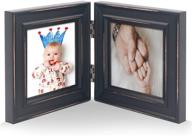 🖼️ black double 4x4 wood photo frame for instagram, hinged picture frames with glass front - ideal for desk or wall mounting (fits 3.5 x 3.5 pictures) логотип