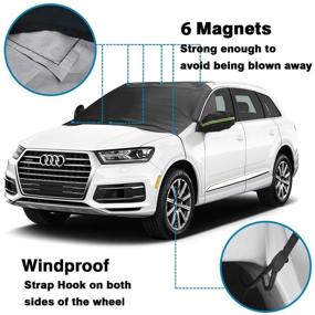 img 1 attached to 🚗 KMMIN Windshield Snow Cover Ice Removal Wiper Visor Protector | Windproof Magnetic Frost and Sun Shield for Cars, SUVs, Trucks, Vans | Easy Installation | Includes Drawstring Bag