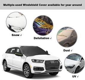 img 3 attached to 🚗 KMMIN Windshield Snow Cover Ice Removal Wiper Visor Protector | Windproof Magnetic Frost and Sun Shield for Cars, SUVs, Trucks, Vans | Easy Installation | Includes Drawstring Bag