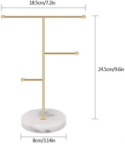 img 1 attached to Gold Plated Hileyu Jewelry Stand Display Necklace Holder T-Bar - Metal Tabletop Organizer Tower for Pendant Earring Bracelet Rings Accessories