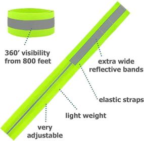 img 2 attached to 🟢 Emoly Premium Reflective Wristbands- 4 Pack Adjustable Reflective Armband Arm Wrist Ankle Leg Band - Reflective Tape Strap for Clothing, Biking, and Night Safety Walking (Green)