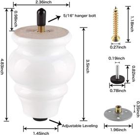 img 1 attached to Optimized Product Name: 4-Piece Set of Shiny White 3.5 Inch Round Wood Furniture Legs, Gourd Shape Sofa Leg Replacement for Cabinets, Coffee Table, Ottoman, Dresser, Armchair - Adjustable Leveling Couch Legs