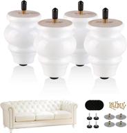 optimized product name: 4-piece set of shiny white 3.5 inch round wood furniture legs, gourd shape sofa leg replacement for cabinets, coffee table, ottoman, dresser, armchair - adjustable leveling couch legs logo