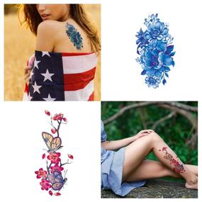 img 1 attached to 🌸 Vibrant 42-Piece Floral Temporary Tattoo Set: Roses, Butterflies & Multi-Colored Mixed Styles - Perfect Body Art for Women, Girls, or Kids