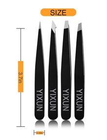 img 3 attached to Efficient 2021 Tweezer Set 4- Professional Hair Removal Tweezers - Achieve Perfect Precision for Facial Hair, Ingrown Hair, Splinters, Slant - Easy Hair Removal Made Effortless (Black)